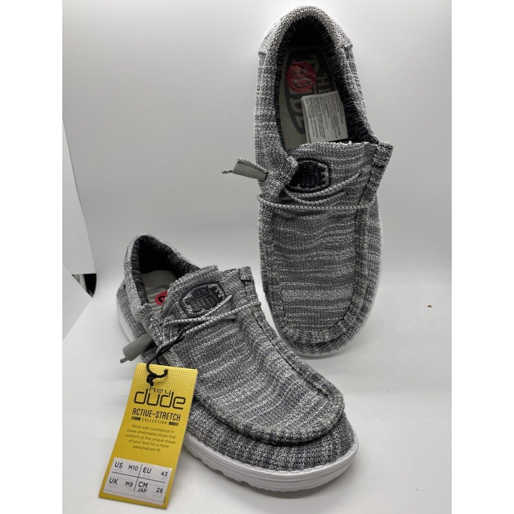 Hey Dude Wally Stretch Sand Dune Granite Mens 10 Slip On Shoes New